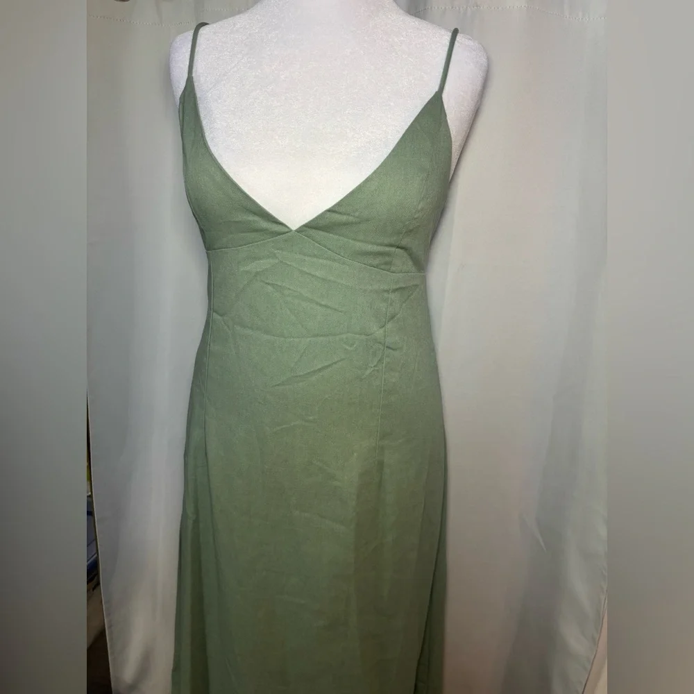 NWT Peppermayo Sage Open Back Linen Blend Maxi Dress XL - Picture 3 of 10